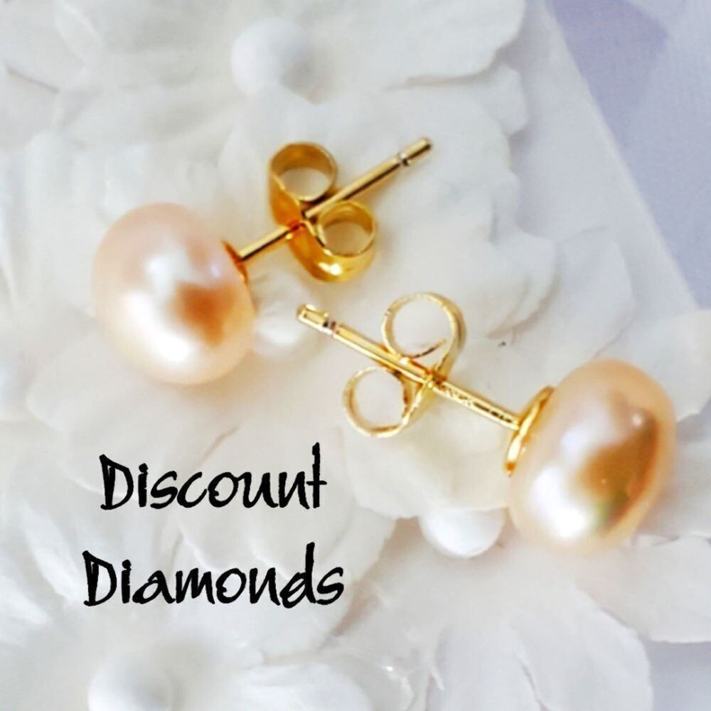Natural Pink South Sea Pearl 8 mm Stud (Post) Earrings on Solid 14K Yellow Gold